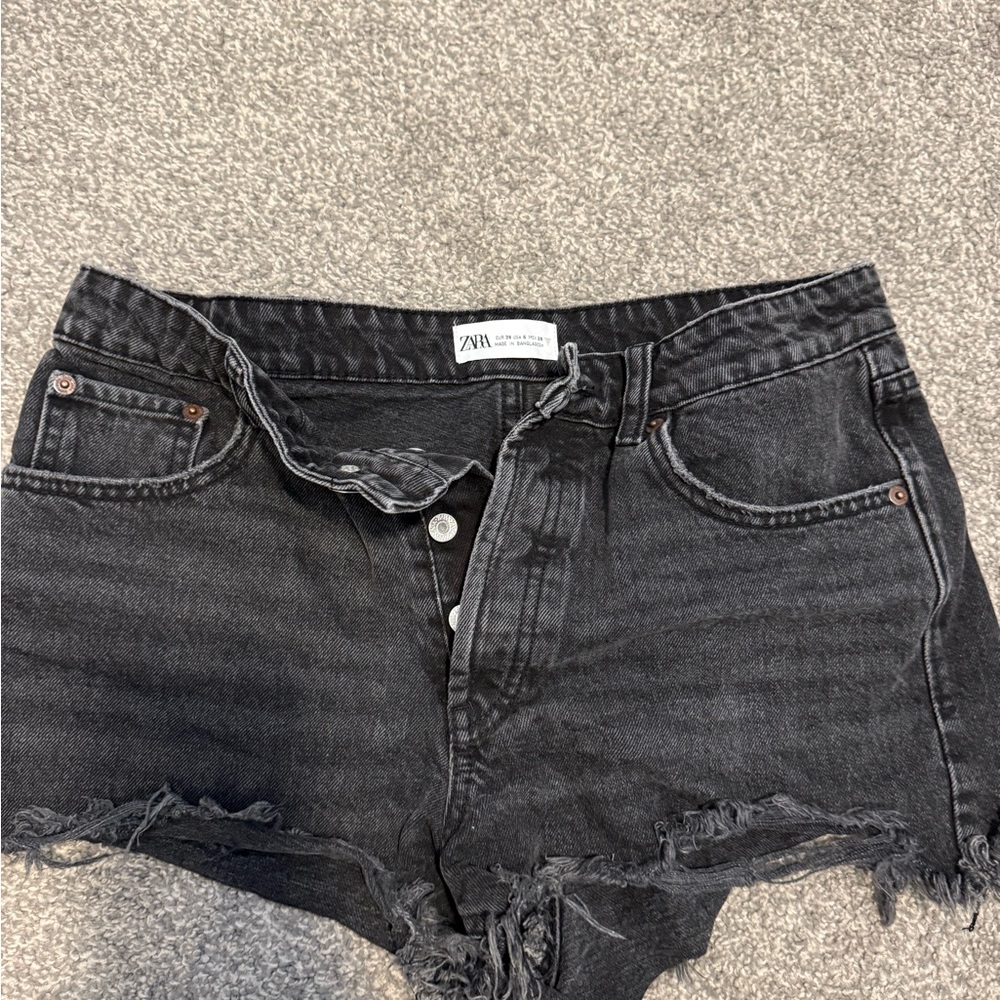 Zara Charcoal Denim Shorts